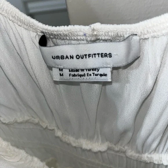 Urban Outfitters White Smocked Midi Dress — Square Neck & Puff Sleeves — Size M - Picture 3 of 6